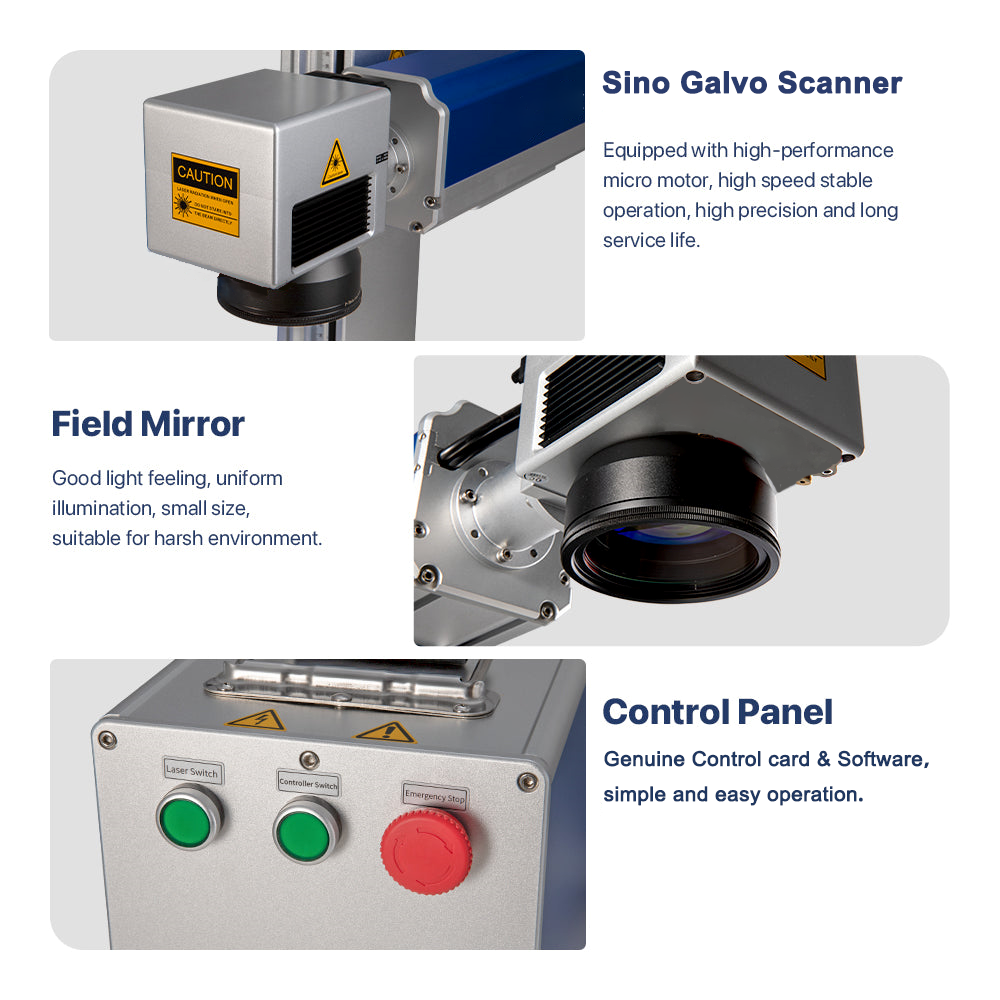SUNIC Mini Size Fiber Laser Marking Machine Splitting Type Portable Small Blue And White Fiber Laser